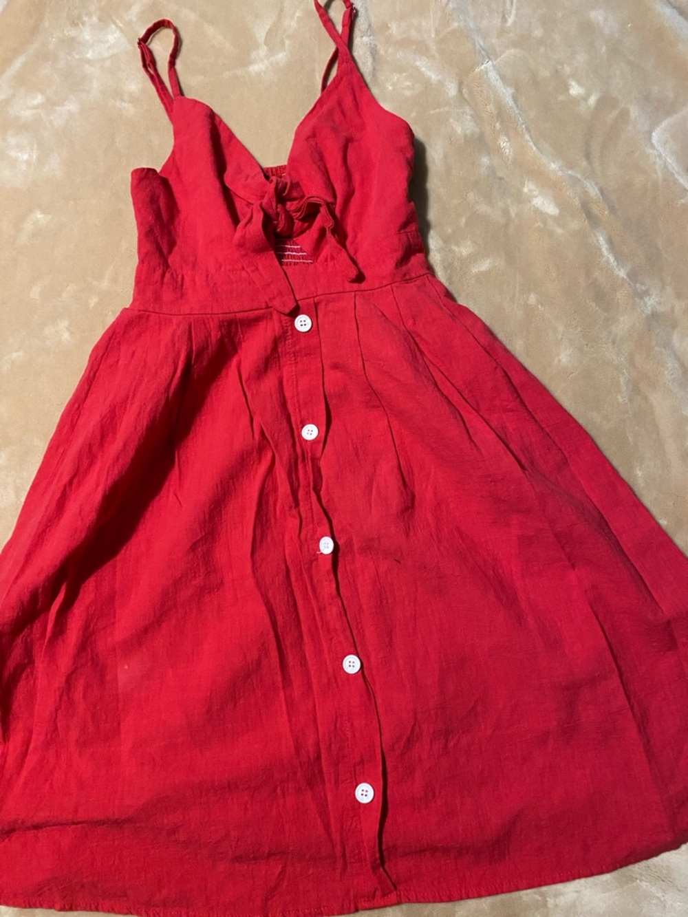 Fang Button-Front Sundress with Tie Detail Sz XS